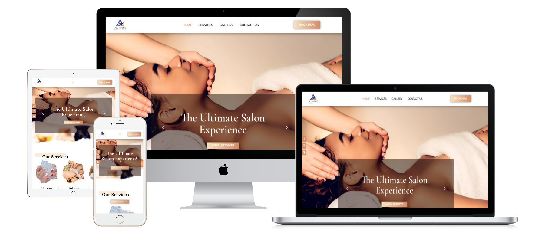 Responsive website mockup for Template A012